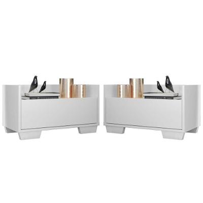 Kit Com 2 Mesas De Cabeceira 80Cm Multimóveis V4003 Branca Branco