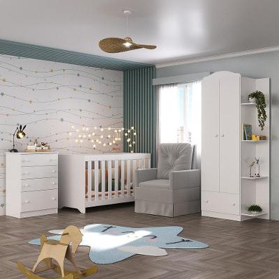 Quarto Completo Com Colchão E Poltrona De Amamentação João E Maria Mp4092 Branco/Cinza Branco/Cinza