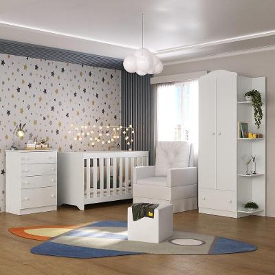 Quarto Completo Com Colchão, Poltrona Amamentação/Puff João E Maria Mp4110 Branco Branco