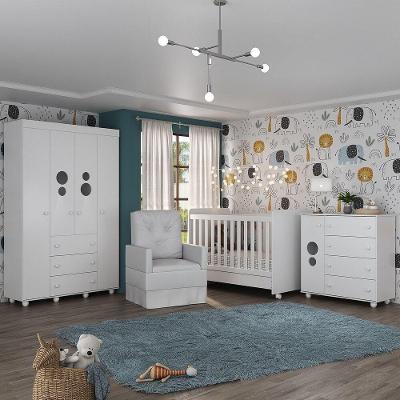 Quarto Completo Com Poltrona De Amamentação Pimpolho Mp4073 Branco Branco