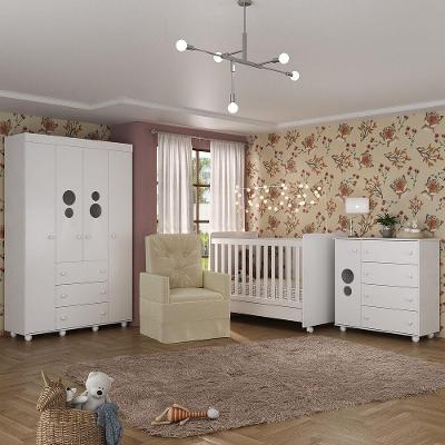 Quarto Completo Com Poltrona De Amamentação Pimpolho Mp4067 Branco/Bege Branco/Bege