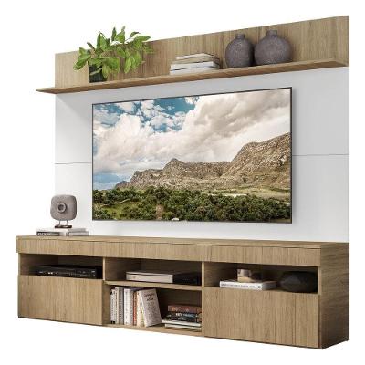 Rack Com Painel E Suporte Tv 65" Madri Multimóveis V3366 Rustic/Branco/Rustic Rustic/Branco/Rustic
