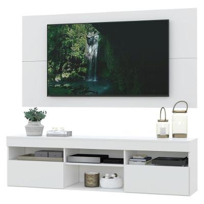 Rack Com Painel E Suporte Tv 65" Com 2 Portas Londres Multimóveis V3344 Branco Branco