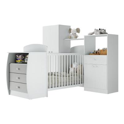 Quarto Infantil Com Berço-cômoda Laura Branco/cinza