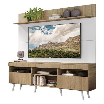 Rack Retrô Com Painel E Suporte Tv 65" Madri Multimóveis V3374 Rustic/Branco Rustic/Branco