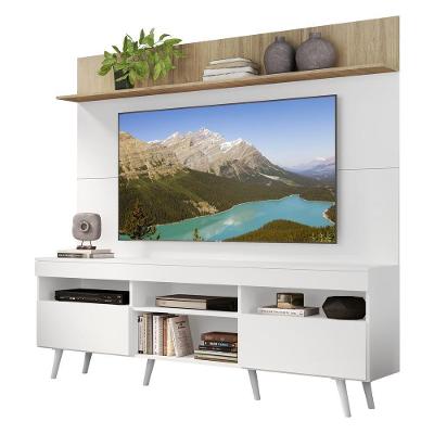 Rack Retrô Com Painel E Suporte Tv 65" Madri Multimóveis V3374 Rustic/Branco Rustic/Branco