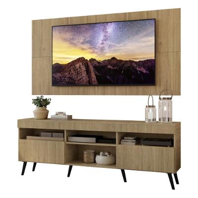 Rack Com Painel Tv 65" Retrô Londres Multimóveis V3337 Rustic/Preto Rustic/Preto