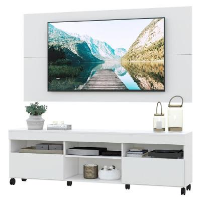 Rack Com Painel E Suporte Tv 65" Com Rodízios Londres Multimóveis V3345 Branco Branco