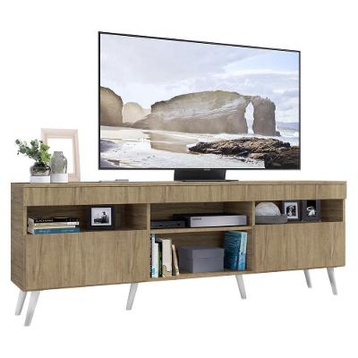 Rack Tv 65" Retrô 2 Portas Paris Multimóveis V3327 Rustic/Branco Rustic/Branco