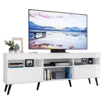 Rack Tv 65" Retrô 2 Portas Paris Multimóveis V3327 Branco/Preto Branco/Preto