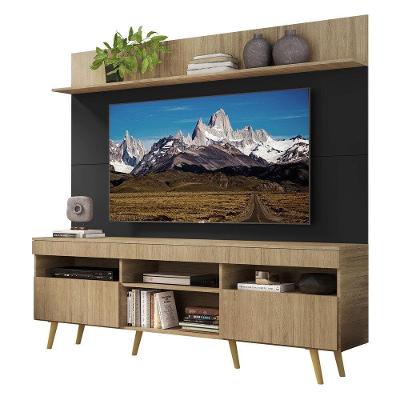 Rack Retrô Com Painel Tv 65" Madri Multimóveis V3371 Rustic/Preto/Natural Rustic/Preto/Natural