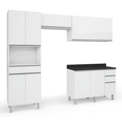 Armário Cozinha Completa Top Class 4 Peças Com Balcão Branco Branco