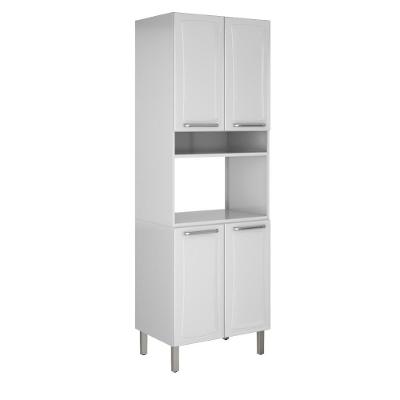 Armário De Cozinha E Paneleiro De Aço 4 Portas Com Nicho Para Microondas Tarsila 0,70m Branco Branco