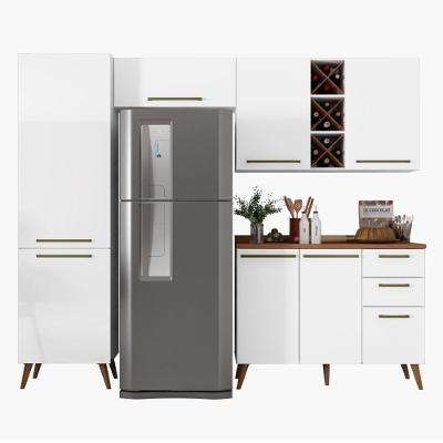 Armário De Cozinha Completa Com Adega 7 Portas 3 Gavetas Favorita Branco/nature Branco Nature