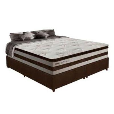 Box + Colchão De Molas Ensacadas Love Story Gazin 1,93M King Branco/Marrom