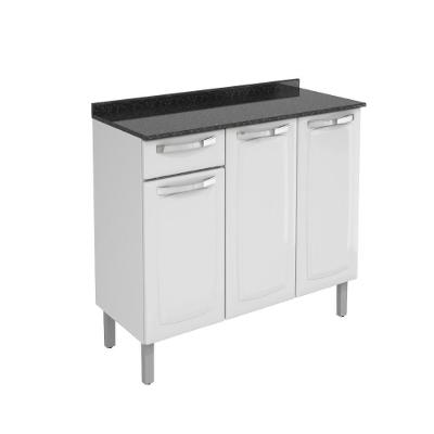 Balcão De Cozinha Itatiaia De Aço 3 Portas Com Tampo Itatiaia 1,05m Branco Branco