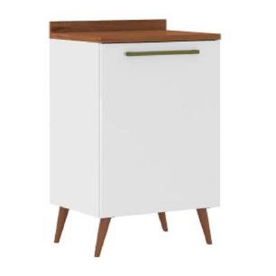 Balcão De Cozinha 1 Porta Com Tampo 0,59m Favorita Branco / Natura Branco Nature