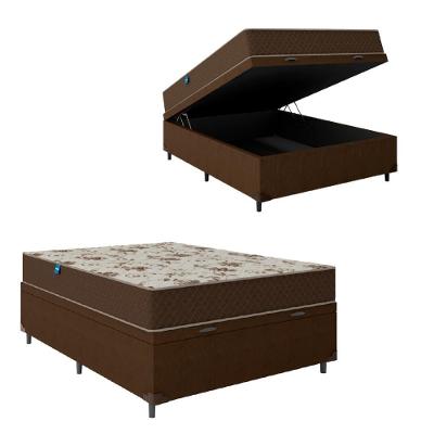 Cama Box Baú Casal Colchão Espuma D33 138x188x60cm Marrom Umaflex - Suporta 90kg Marrom