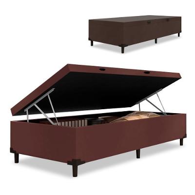 Cama Box Com Baú Solteiro 0,88 Com 41cm De Altura Prince Suede Marrom Marrom