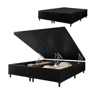 Cama Box Com Baú Queen 1,58m Com 41cm De Altura Prince Preto Marrom