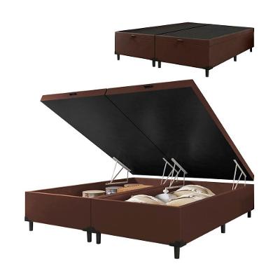 Cama Box Com Baú Queen 1,58m Com 41cm De Altura Prince Suede Marrom Marrom