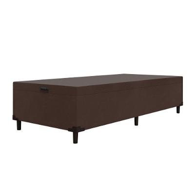 Cama Box Com Baú Com 41cm De Altura Prince Suede Marrom Marrom