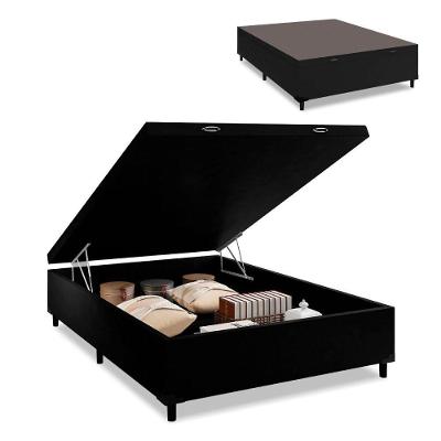Cama Box Com Baú Casal 1,38 Com 41cm De Altura Prince Preto Preto