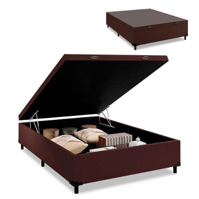 Cama Box Com Baú Casal 1,38m Com 41cm De Altura Prince Suede Marrom Marrom