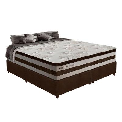 Cama Box Casal Queen 1,58m Colchão Molas Ensacadas 30cm Love Story 158x198x68cm Branco/marrom