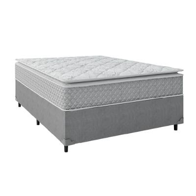 Cama Box Casal Colchão Molas Ensacadas Pillow Top Perfect 138X188X71Cm Cinza/Branco