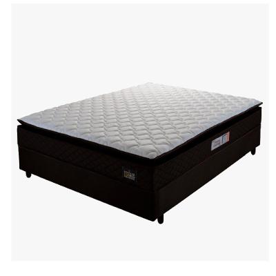 Cama Box Casal Colchão Espuma D45 Pillow Top Strong 138X188X62Cm Marrom/Branco