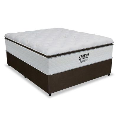 Cama Box Casal Colchão De Molas Ensacadas Tower Gazin 138x188x72cm Branco / Marrom única