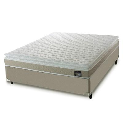 Cama Box Casal Colchão D45 Com Pillow Top Hellen Strong 138x188x62cm Bege - Suporta Até 150kg Bege