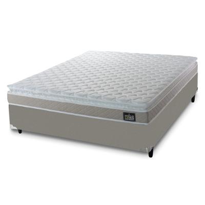 Cama Box Casal Colchão De Espuma D33 Millenium Pillow Top 138x188x57cm Bege Bege