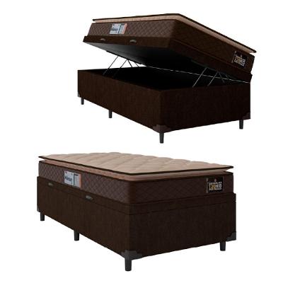 Cama Box Baú Solteiro Colchão Espuma D33 Pillow 88x188x60cm Marrom Suporta Até 120kg Marrom
