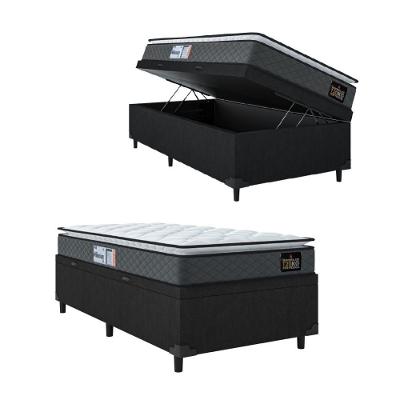 Cama Box Baú Solteiro Colchão Espuma D33 Pillow 88x188x60cm Cinza/preto Suporta Até 120kg Preto