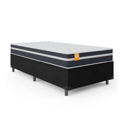 Cama Box Solteiro Colchão Molas Qatar 88x188x60cm Branco / Preto - Suporta Até 150kg Preto / Branco