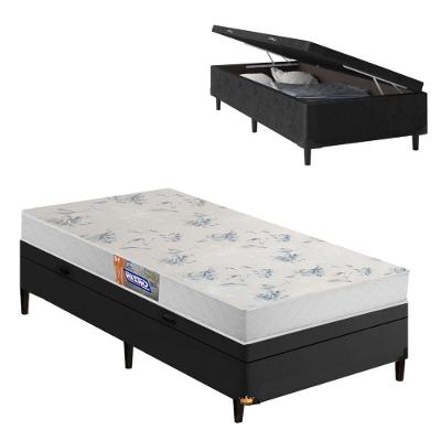 Cama Box Solteiro Baú Colchão Espuma D20 Supreme 88x188x53cm Preto