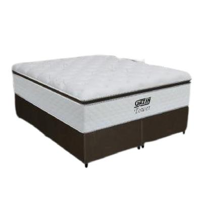 Cama Box Queen Colchão De Molas Ensacadas Tower Gazin 158x198x72cm Branco / Marrom Branco / Marrom