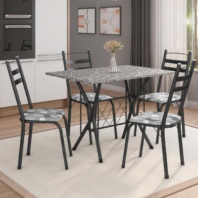 Conj De Mesa Itália Com 4 Cadeiras 1,20m Dark/ Granitado
