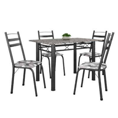 Conj De Mesa Itália Com 4 Cadeiras 1,20m Dark/Granito