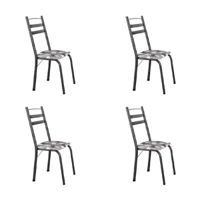 Conjunto Com 4 Cadeiras Tubular Itália Artefamol Dark Craquelado Dark