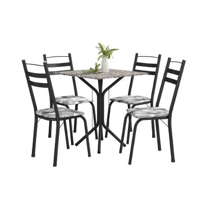 Conjunto De Mesa Thais 0,70M Com 4 Cadeiras Artefamol Granito / Dark Craquelado Dark
