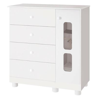 Cômoda Infantil Com Sapateira 1 Porta Katatau Branco Brilho Branco-brilho