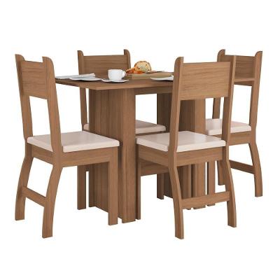 Conjunto Sala De Jantar Mesa Com 4 Cadeiras Milano Poliman única