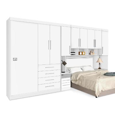 Guarda-roupas Modulado Georgia Ja Branco Para Cama Box 1,38m Casal Branco/rosa