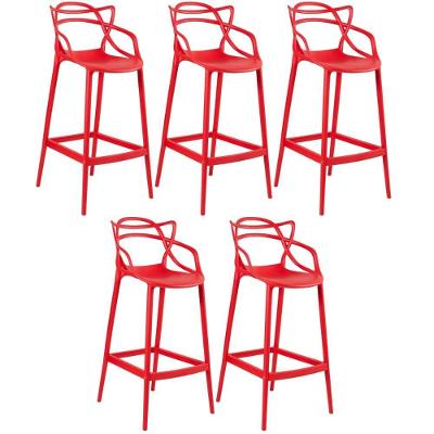 Kit 5 Banquetas Altas Masters Allegra 76 Cm Vermelho Vermelho