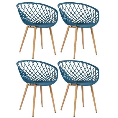 Kit - 4 X Cadeiras Clarice Nest Com Apoio De Braços - Sidera - Azul Petróleo