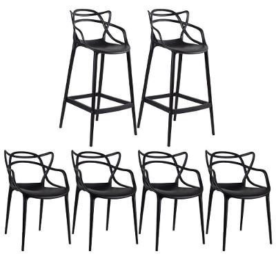 4 Cadeiras + 2 Banquetas Altas Masters Allegra Preto