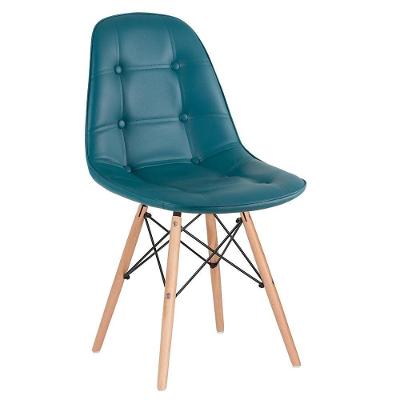 Kit - 16 X Cadeiras Estofadas Eames Eiffel Botonê - Base De Madeira Clara - Turquesa